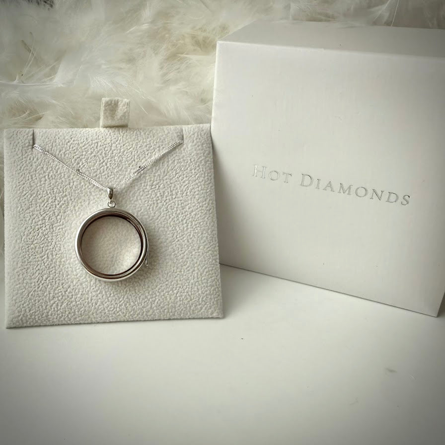Round glass and .925 Silver locket & Heart Charm
