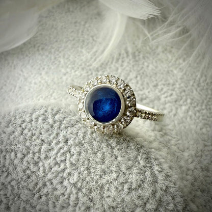 CZ Halo .925 Silver Ring